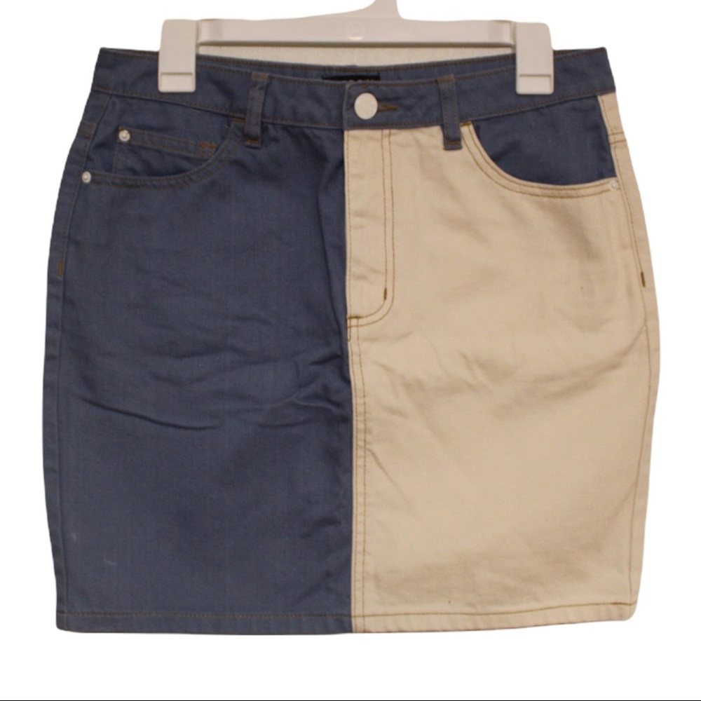 BDG Size M Pencil Skirt Two Tone White Blue Denim